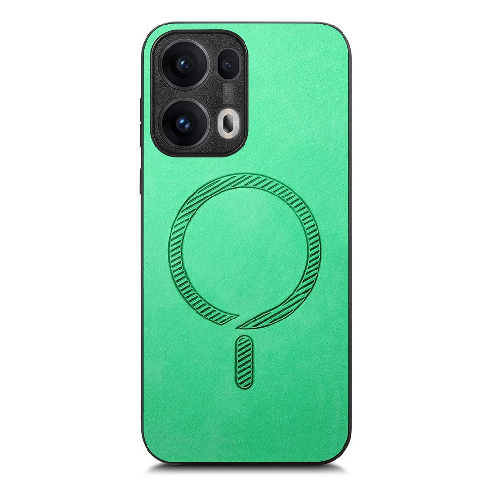For Oppo Reno13 Pro 5G Leather Back Case Compatible with MagSafe Skin-touch Phone Cover - Green