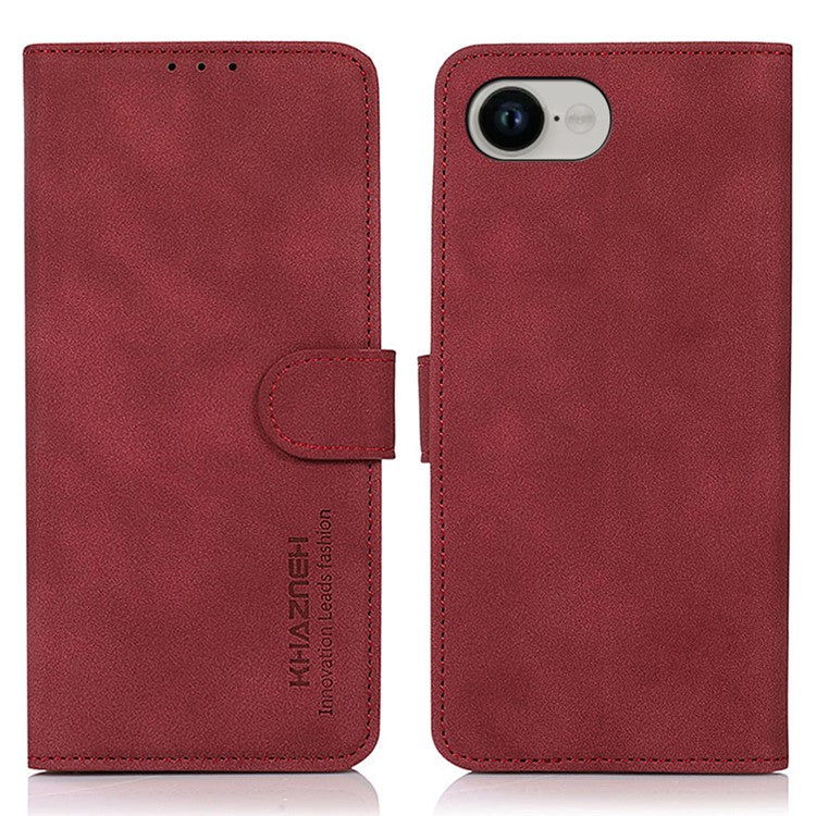 KHAZNEH For iPhone 16e Case PU Leather Wallet Stand Phone Cover - Red
