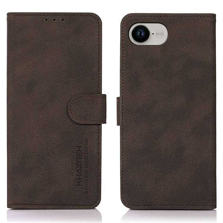 KHAZNEH For iPhone 16e Case PU Leather Wallet Stand Phone Cover - Brown