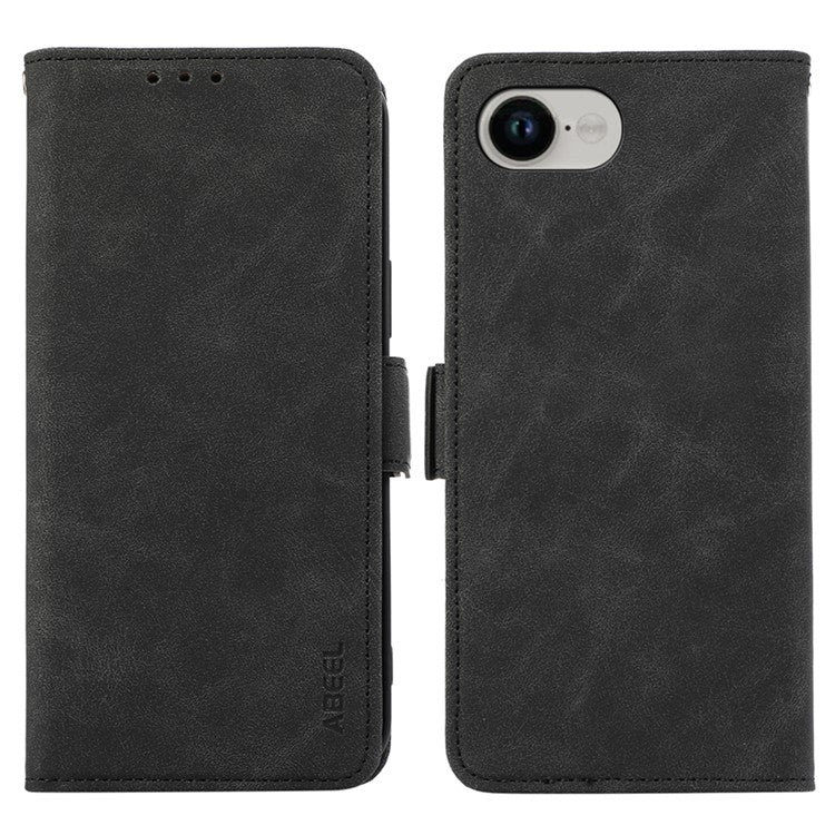 ABEEL For iPhone 16e Case PU Leather Folio Stand View RFID Blocking Phone Cover - Black