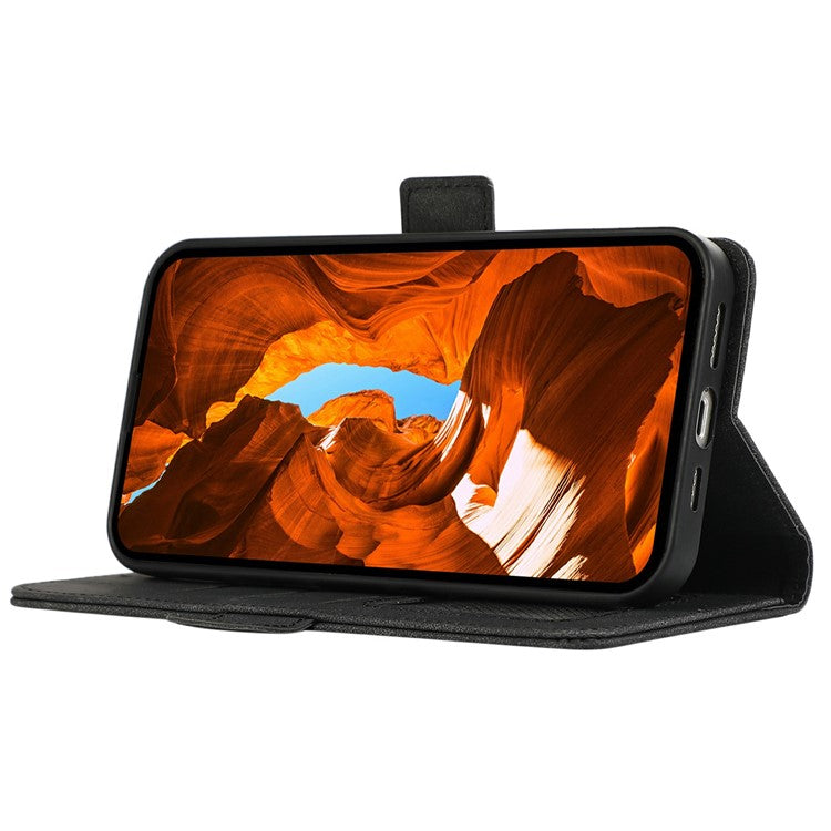 ABEEL For iPhone 16e Case PU Leather Folio Stand View RFID Blocking Phone Cover - Black