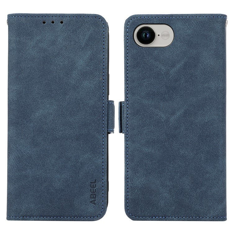 ABEEL For iPhone 16e Case PU Leather Folio Stand View RFID Blocking Phone Cover - Blue