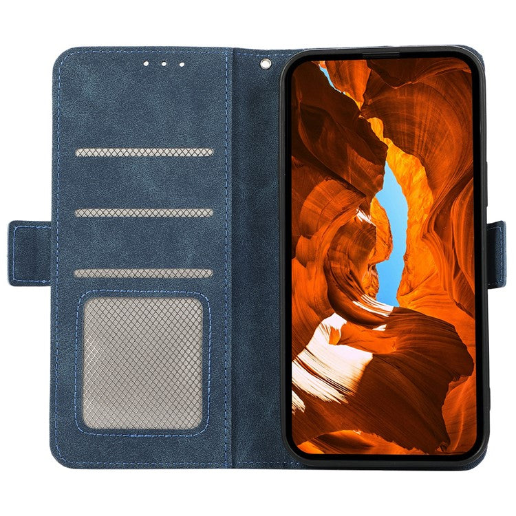 ABEEL For iPhone 16e Case PU Leather Folio Stand View RFID Blocking Phone Cover - Blue