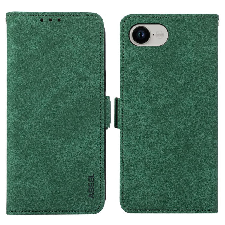 ABEEL For iPhone 16e Case PU Leather Folio Stand View RFID Blocking Phone Cover - Green
