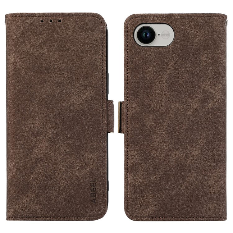 ABEEL For iPhone 16e Case PU Leather Folio Stand View RFID Blocking Phone Cover - Brown