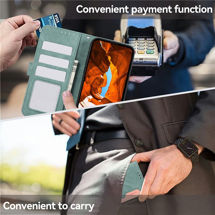 ABEEL For iPhone 16e Case Color Splicing Leather Flip Phone Cover RFID Blocking - Baby Blue