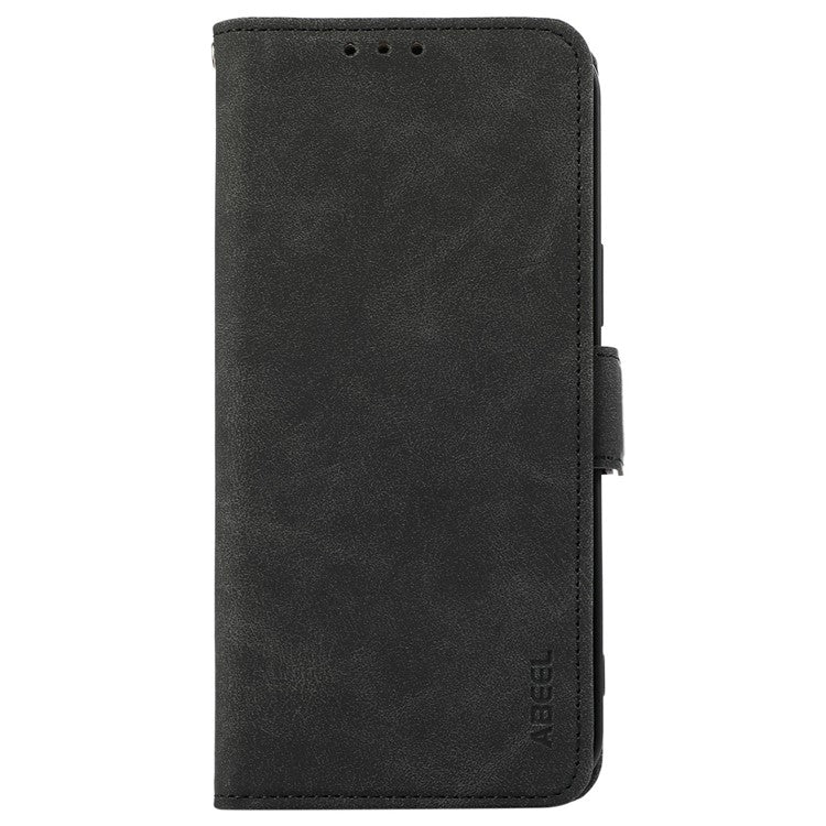 ABEEL For Samsung Galaxy S25 Edge Case PU Leather Folio Stand View RFID Blocking Phone Cover - Black