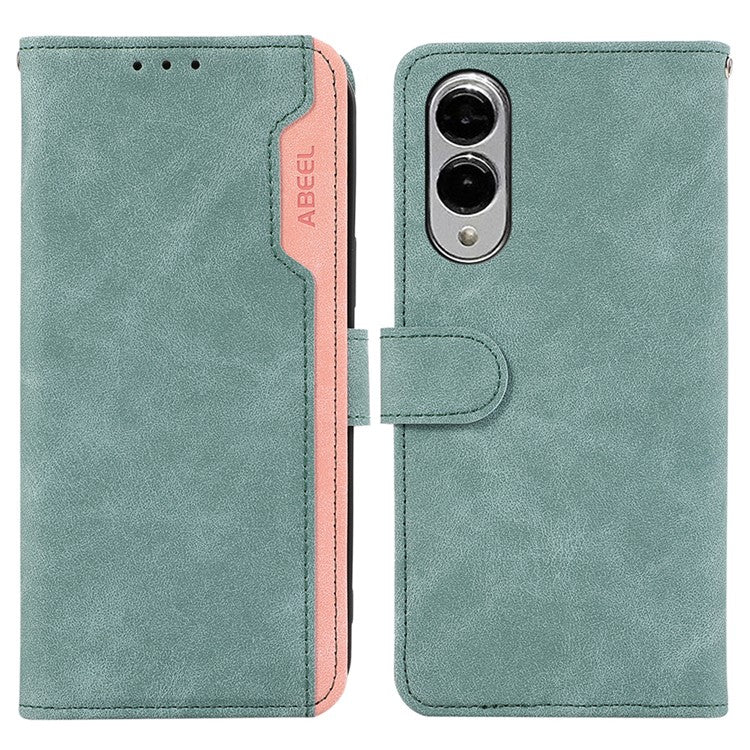 ABEEL For Samsung Galaxy S25 Edge Case Color Splicing Leather Flip Phone Cover RFID Blocking - Baby Blue