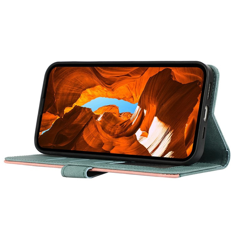 ABEEL For Samsung Galaxy S25 Edge Case Color Splicing Leather Flip Phone Cover RFID Blocking - Baby Blue