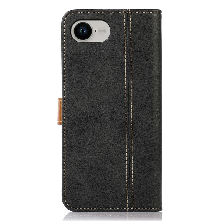 For iPhone 16e Case Calf Texture Flip Leather Phone Cover - Black