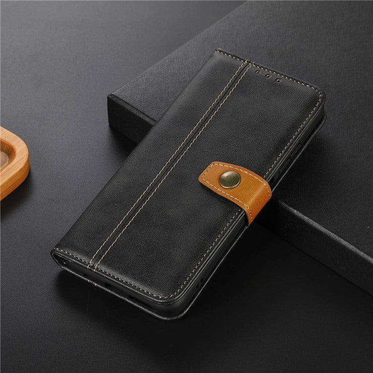For iPhone 16e Case Calf Texture Flip Leather Phone Cover - Black