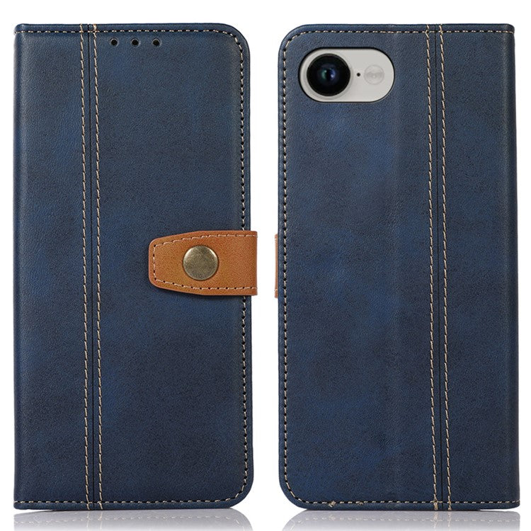 For iPhone 16e Case Calf Texture Flip Leather Phone Cover - Blue