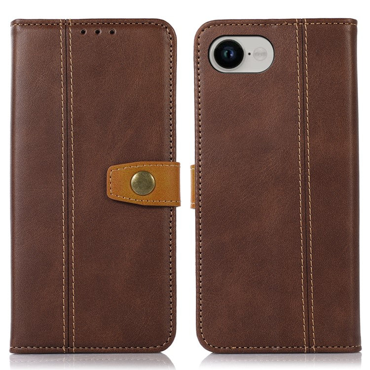 For iPhone 16e Case Calf Texture Flip Leather Phone Cover - Brown