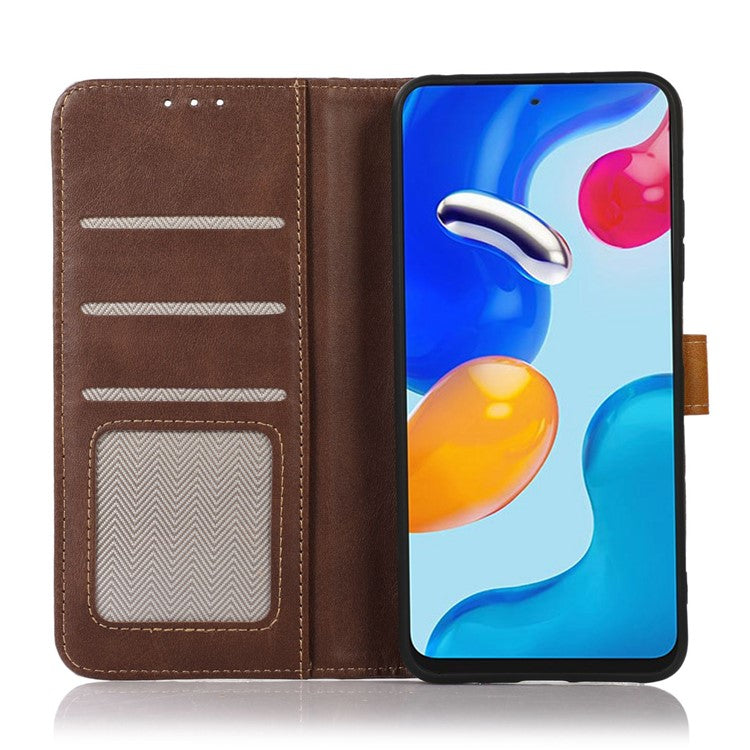 For iPhone 16e Case Calf Texture Flip Leather Phone Cover - Brown