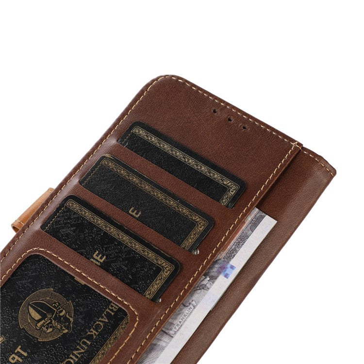 For iPhone 16e Case Calf Texture Flip Leather Phone Cover - Brown