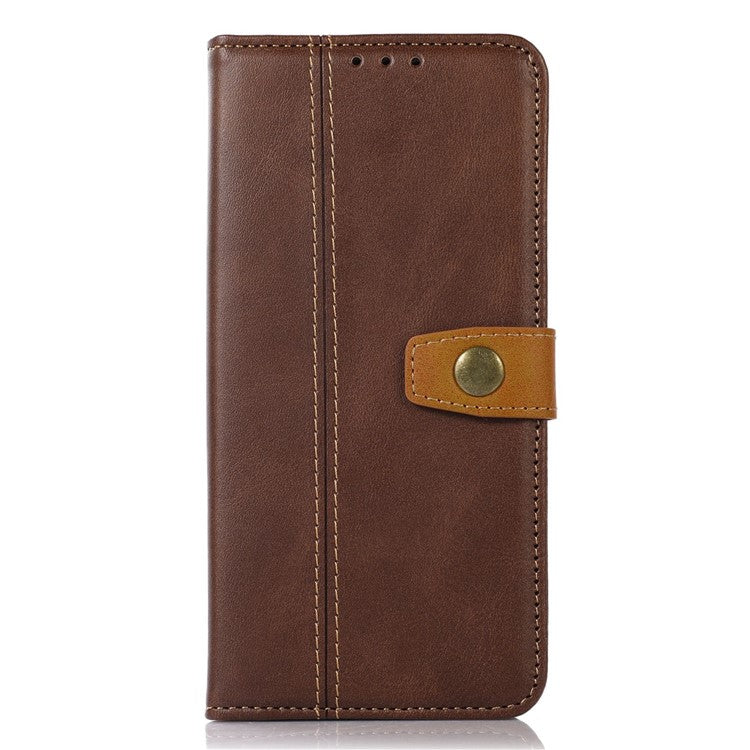 For iPhone 16e Case Calf Texture Flip Leather Phone Cover - Brown