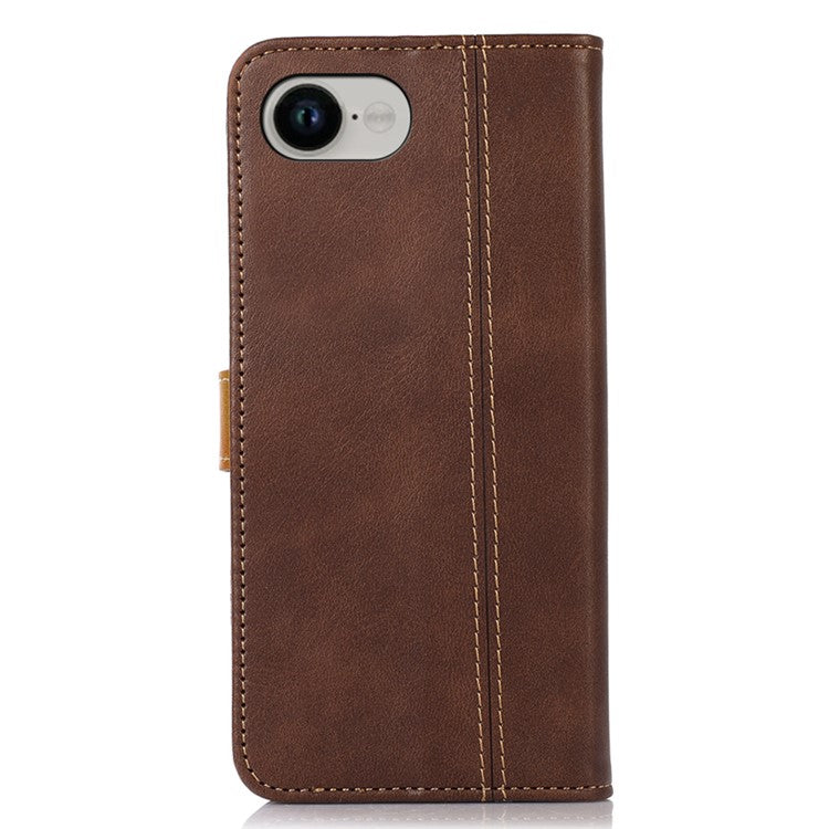 For iPhone 16e Case Calf Texture Flip Leather Phone Cover - Brown