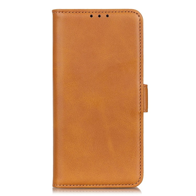 For Samsung Galaxy S25 Edge Case Stand Cowhide Texture PU Leather Phone Cover - Yellow