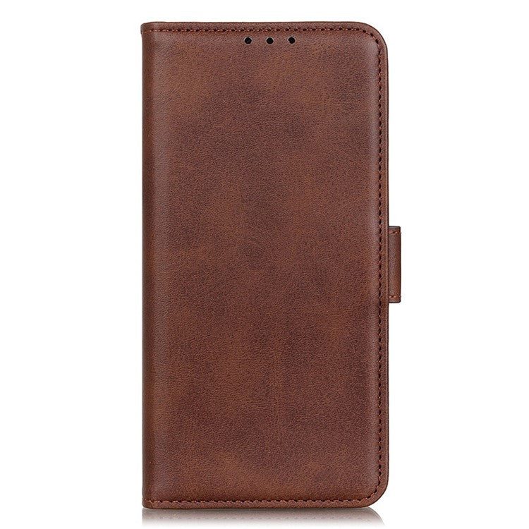 For Samsung Galaxy S25 Edge Case Stand Cowhide Texture PU Leather Phone Cover - Brown