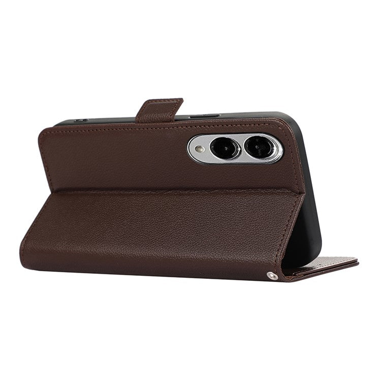 ABEEL For Samsung Galaxy S25 Edge Case Litchi Texture Leather RFID Blocking Phone Cover - Brown