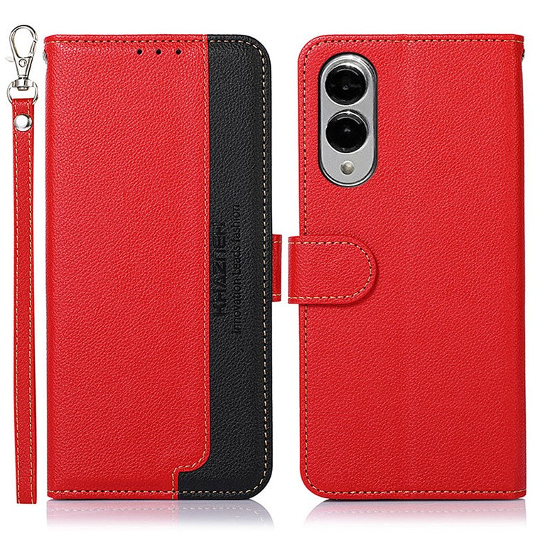 KHAZNEH For Samsung Galaxy S25 Edge Case RFID Blocking Wallet PU Leather Phone Cover - Red