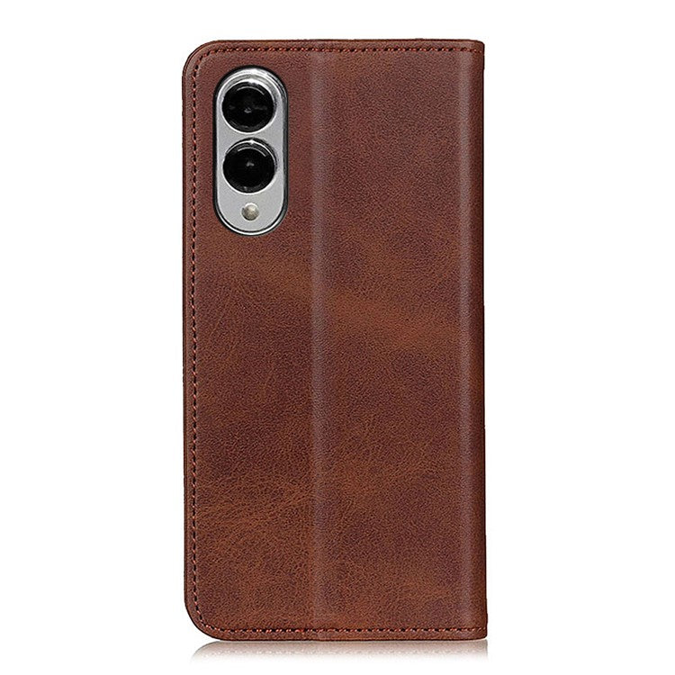 For Samsung Galaxy S25 Edge Case Split Leather Flip Wallet Phone Cover - Coffee