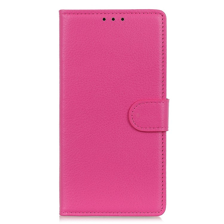 For Samsung Galaxy S25 Edge Wallet Case PU Leather Phone Cover Litchi Texture - Rose