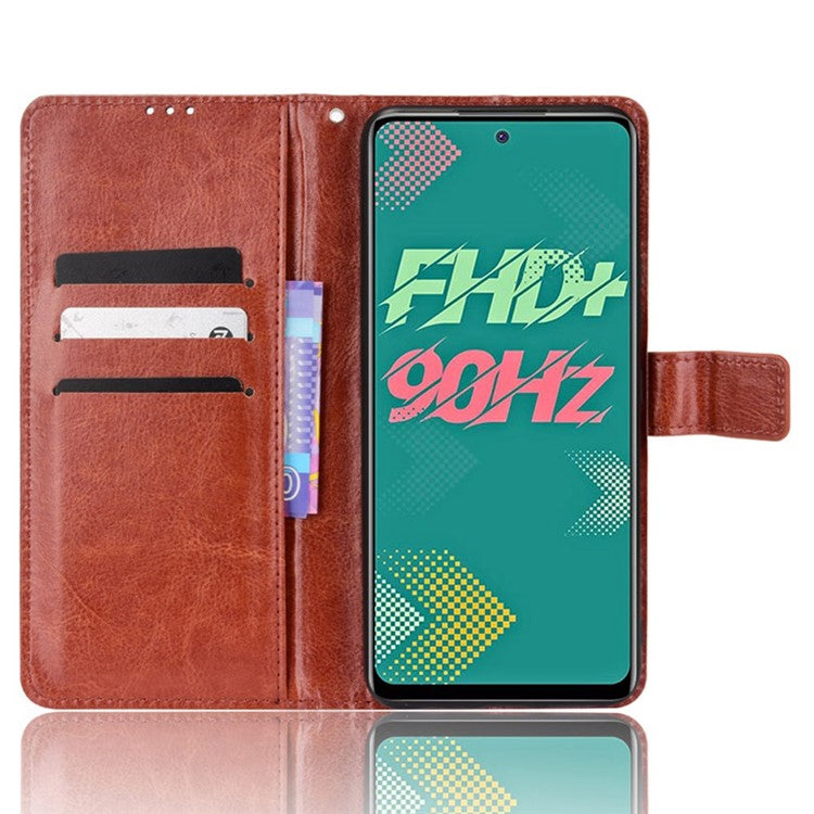For Infinix Hot 11s / Hot 11s NFC 4G Anti-Drop PU Leather Phone Case Crazy Horse Texture Wallet Stand Magnetic Clasp Phone Cover - Brown