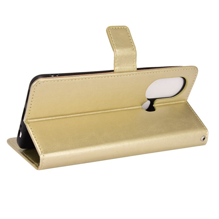 For Infinix Hot 11s / Hot 11s NFC 4G Anti-Drop PU Leather Phone Case Crazy Horse Texture Wallet Stand Magnetic Clasp Phone Cover - Gold