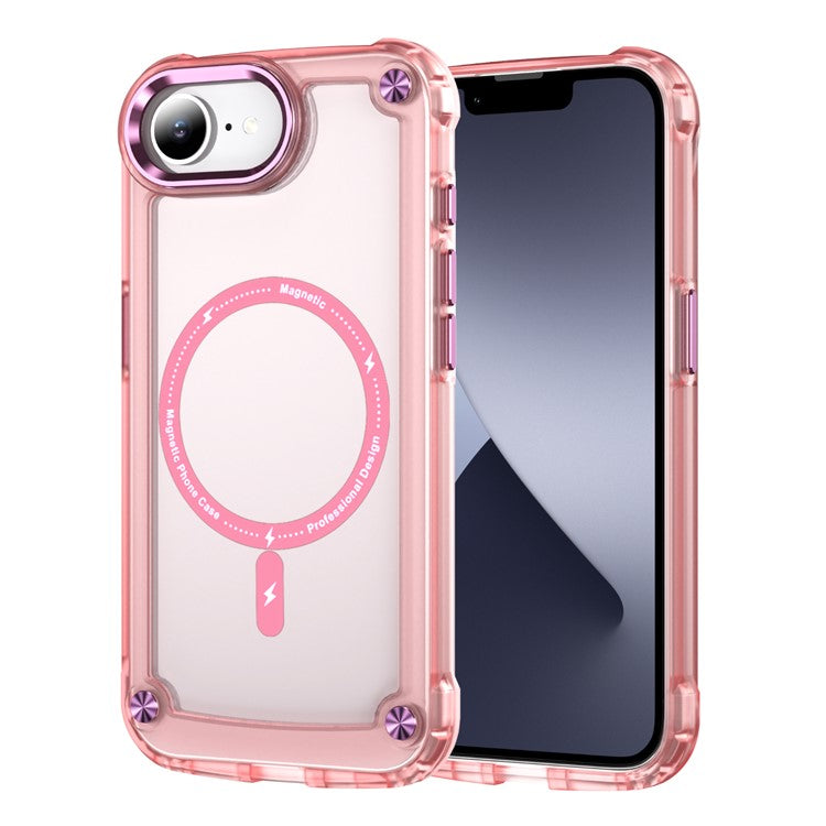 For iPhone 16e Case Skin Touch TPU + PC Phone Cover Compatible with MagSafe - Pink