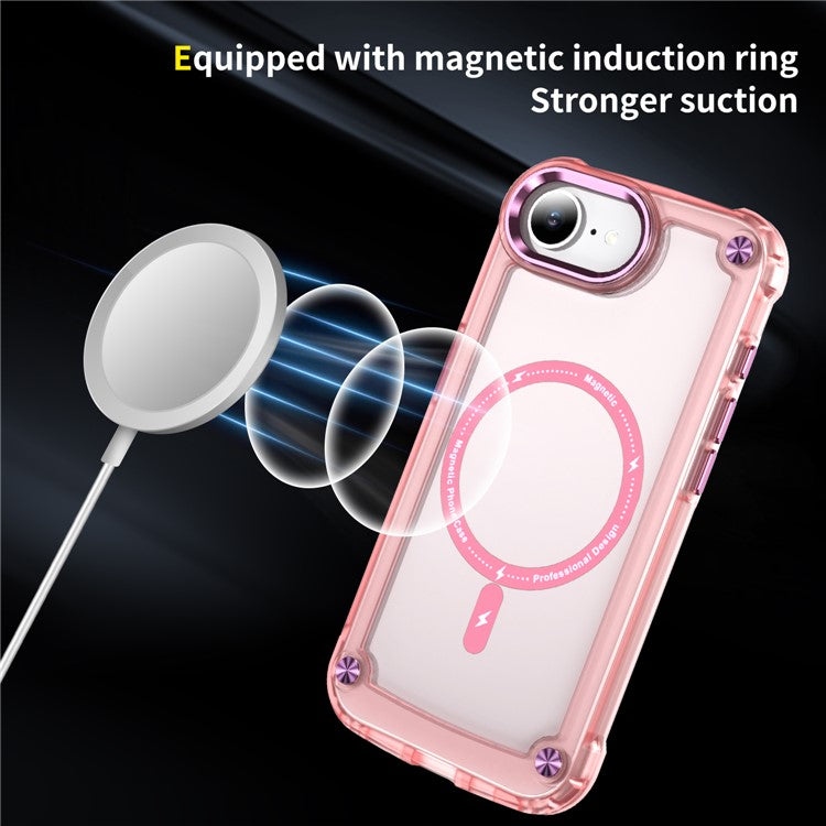 For iPhone 16e Case Skin Touch TPU + PC Phone Cover Compatible with MagSafe - Pink