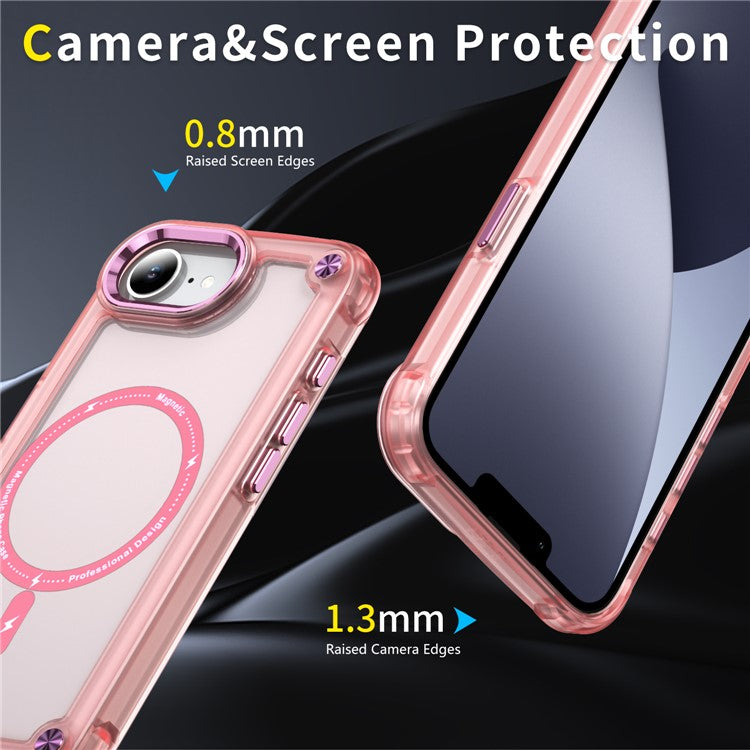 For iPhone 16e Case Skin Touch TPU + PC Phone Cover Compatible with MagSafe - Pink