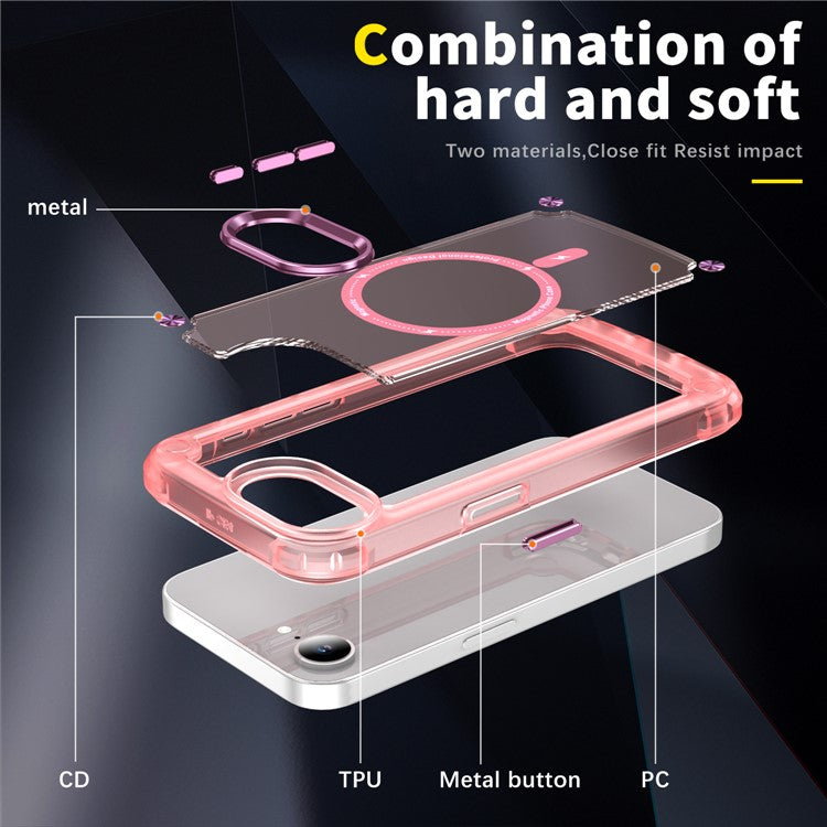 For iPhone 16e Case Skin Touch TPU + PC Phone Cover Compatible with MagSafe - Pink