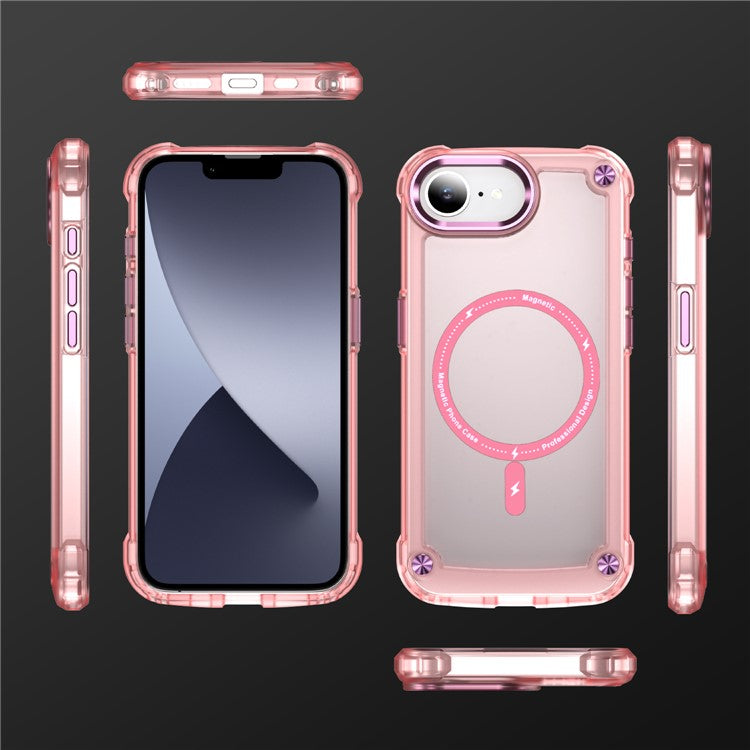 For iPhone 16e Case Skin Touch TPU + PC Phone Cover Compatible with MagSafe - Pink