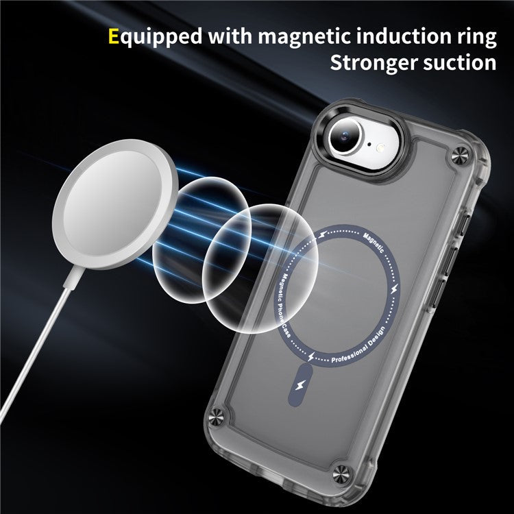 For iPhone 16e Case Skin Touch TPU + PC Phone Cover Compatible with MagSafe - Black