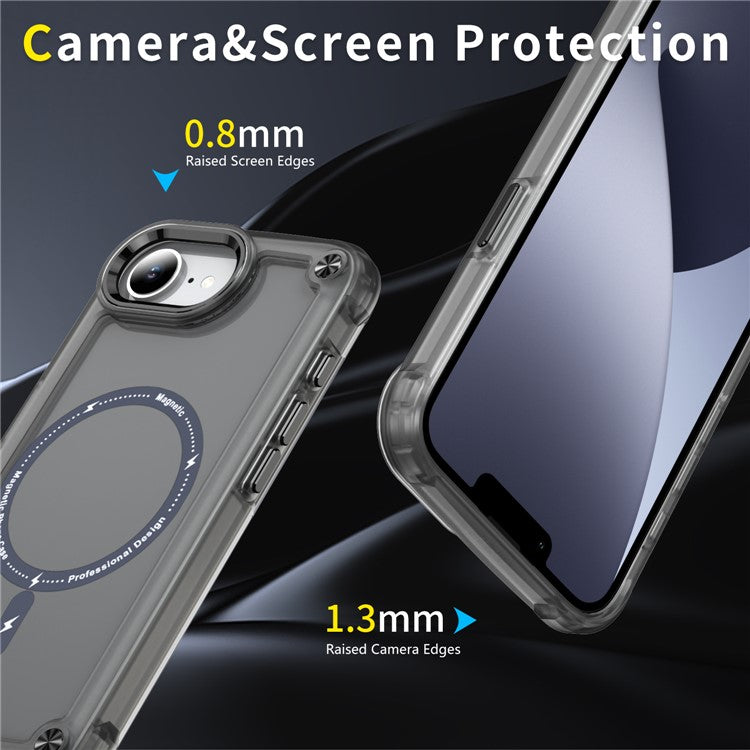 For iPhone 16e Case Skin Touch TPU + PC Phone Cover Compatible with MagSafe - Black