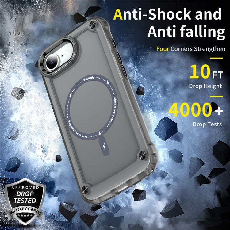 For iPhone 16e Case Skin Touch TPU + PC Phone Cover Compatible with MagSafe - Black