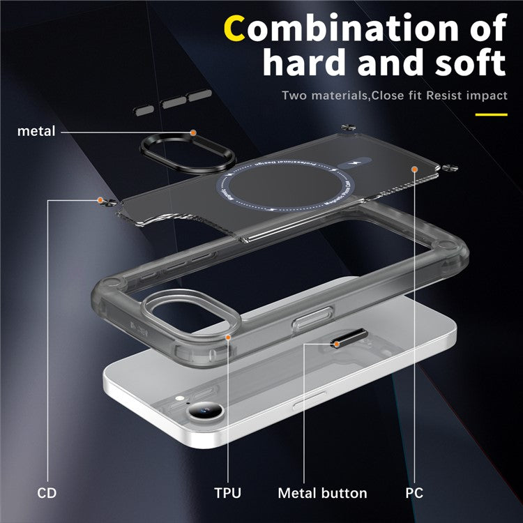 For iPhone 16e Case Skin Touch TPU + PC Phone Cover Compatible with MagSafe - Black