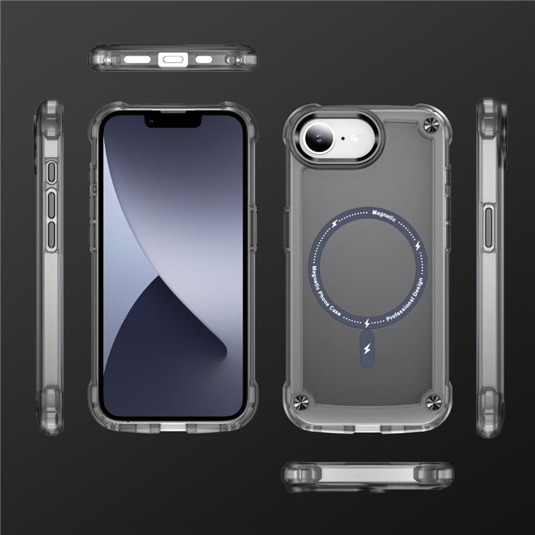 For iPhone 16e Case Skin Touch TPU + PC Phone Cover Compatible with MagSafe - Black