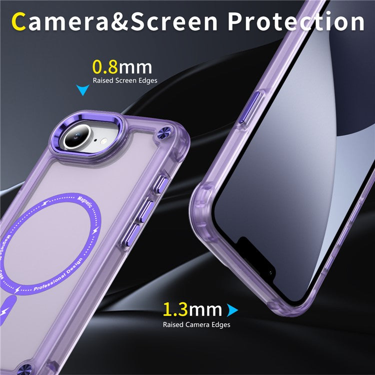 For iPhone 16e Case Skin Touch TPU + PC Phone Cover Compatible with MagSafe - Purple