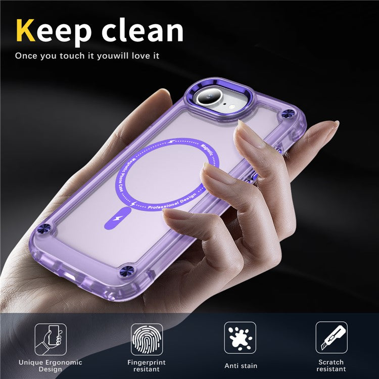For iPhone 16e Case Skin Touch TPU + PC Phone Cover Compatible with MagSafe - Purple