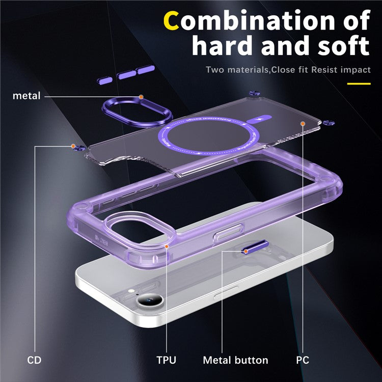 For iPhone 16e Case Skin Touch TPU + PC Phone Cover Compatible with MagSafe - Purple