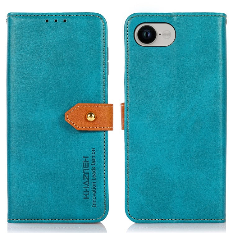 KHAZNEH For iPhone 16e Wallet Phone Case Stand Leather Flip Cover - Blue
