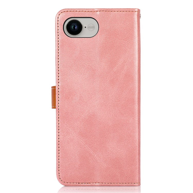 KHAZNEH For iPhone 16e Wallet Phone Case Stand Leather Flip Cover - Rose Gold