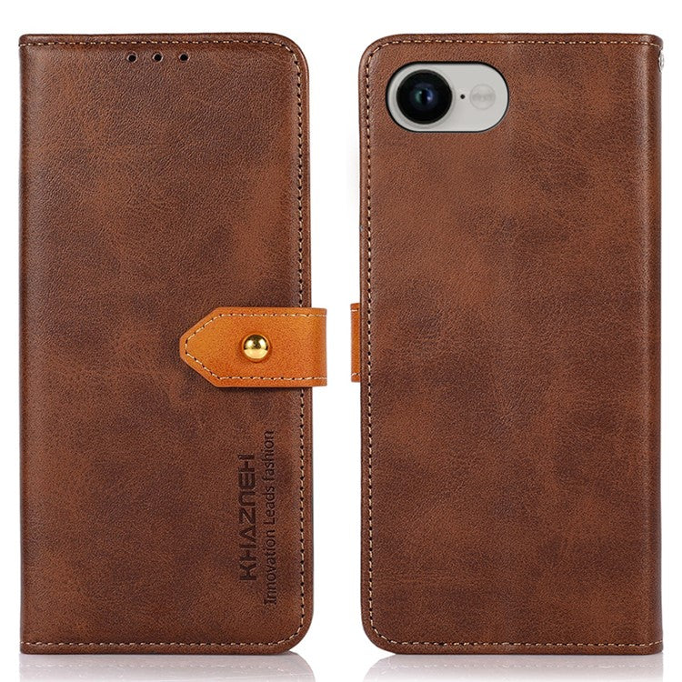 KHAZNEH For iPhone 16e Wallet Phone Case Stand Leather Flip Cover - Brown