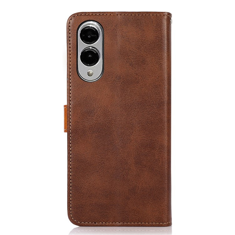 KHAZNEH For Samsung Galaxy S25 Edge Wallet Phone Case Stand Leather Flip Cover - Brown