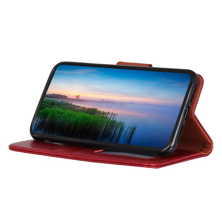 For Samsung Galaxy S25 Edge Case Nappa Texture Split Leather Wallet Phone Cover - Red