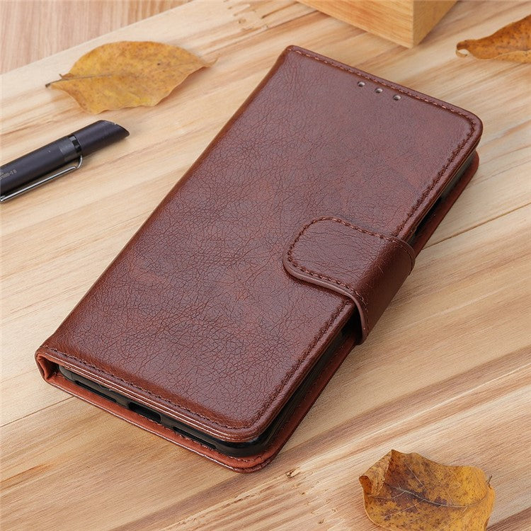 For Samsung Galaxy S25 Edge Case Nappa Texture Split Leather Wallet Phone Cover - Brown