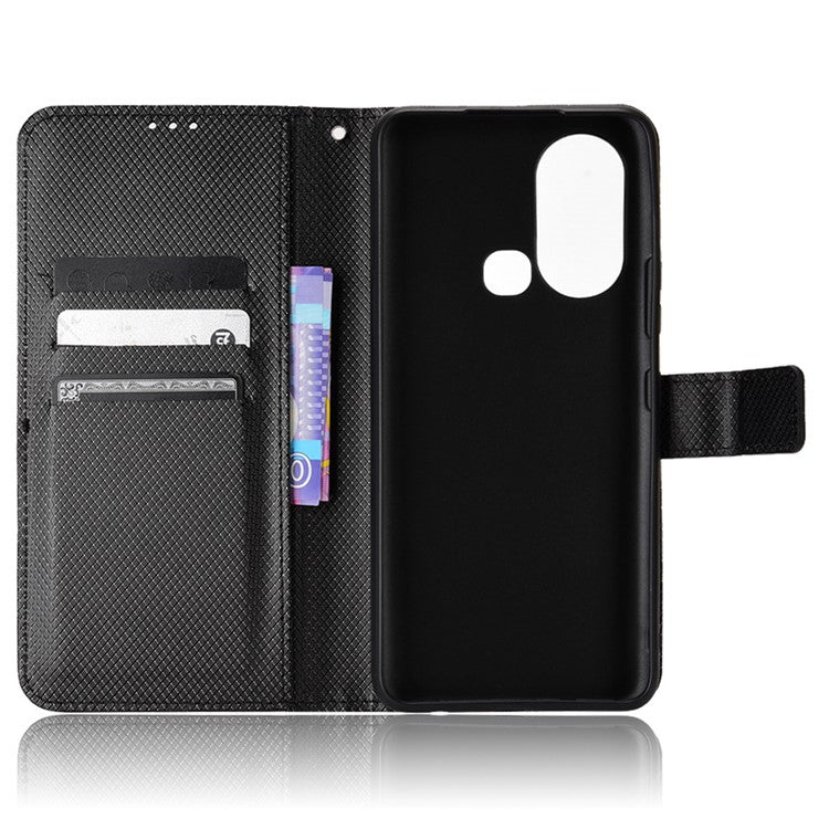 For Infinix Hot 11s / Hot 11s NFC 4G Wallet Phone Case Diamond Texture Anti-Scratch PU Leather Cellphone Cover with Stand - Black