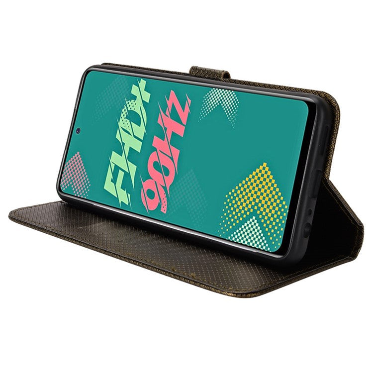 For Infinix Hot 11s / Hot 11s NFC 4G Wallet Phone Case Diamond Texture Anti-Scratch PU Leather Cellphone Cover with Stand - Brown